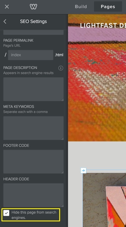 hide Weebly page search