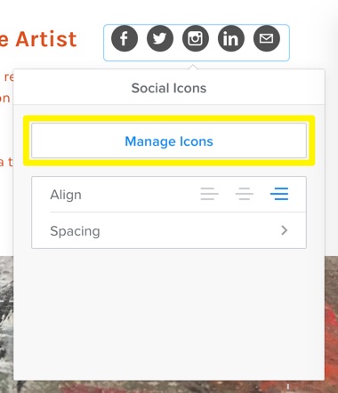 Social media icons in Weebly
