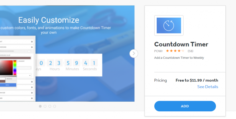 add countdown timer to weebly